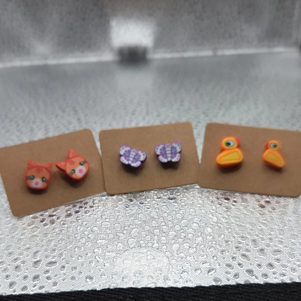 Earrings Colorful Animal Studs Set for Kids (3) #1